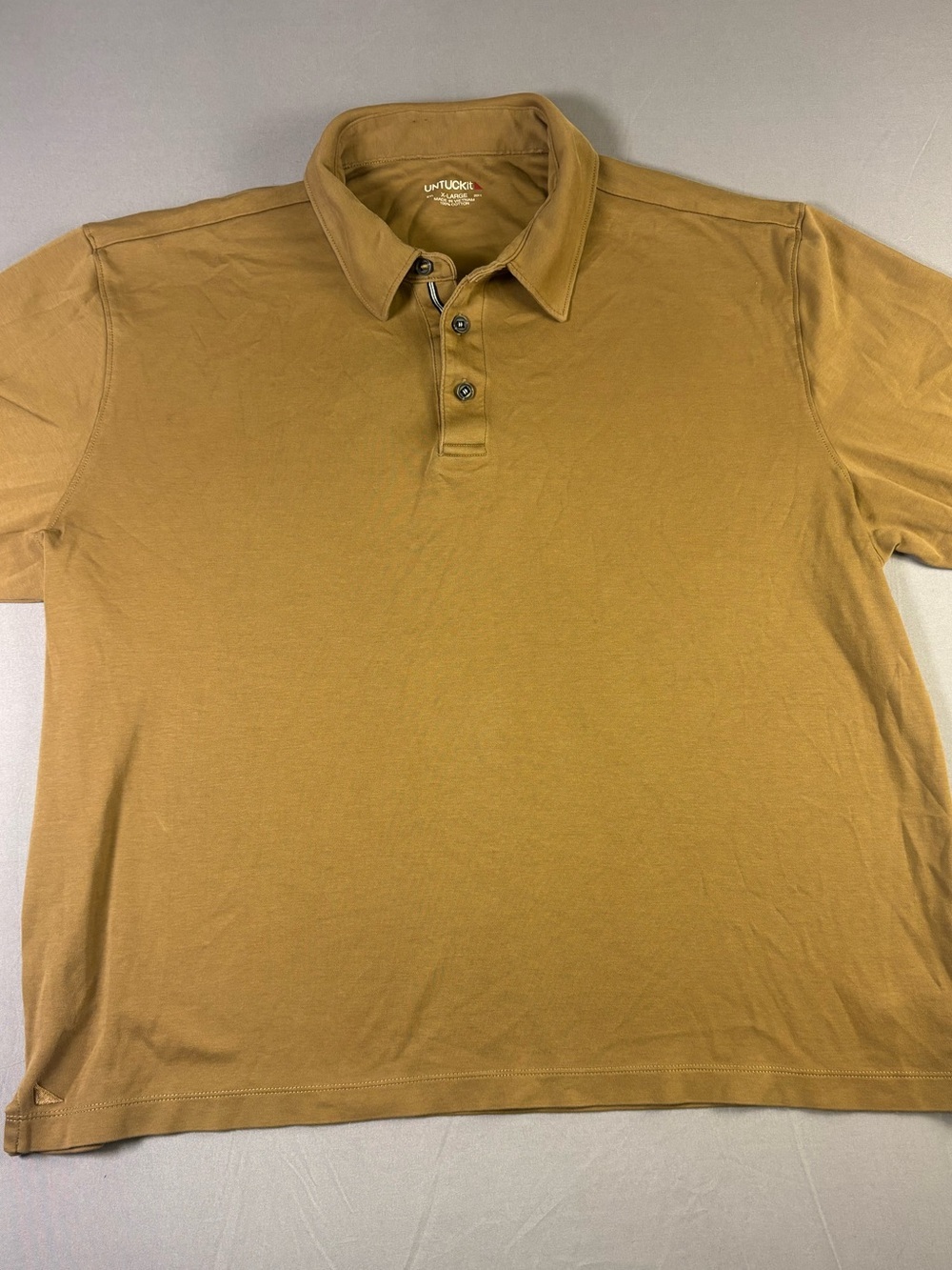 UNTUCKit Men’s Long Sleeve Polo Shirt - Khaki Color Size XL - Picture 3 of 7